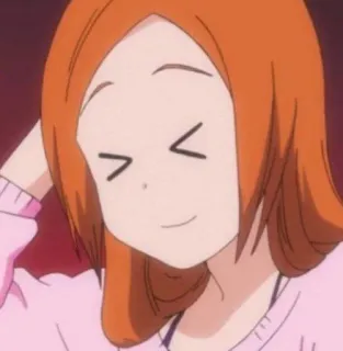 😁 bdfd9126 anime, kartun, senang, karakter, rambut oranye telegram sticker