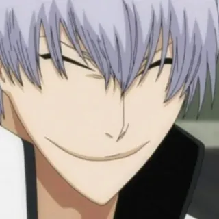 🙂 df26f5f7 anime, tersenyum, rambut putih, laki-laki, karakter telegram sticker