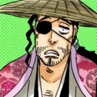 ⚔ 69101632 Shunsui Kyoraku Bleach Anime, Manga, Benda sull'occhio, Cappello di paglia telegram sticker