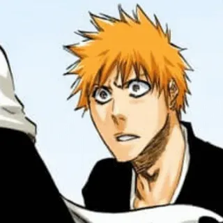 😧 185bbb0b Ichigo Kurosaki Bleach 动漫, 漫画, 一护, 死神, 角色, 橘色头发 telegram sticker