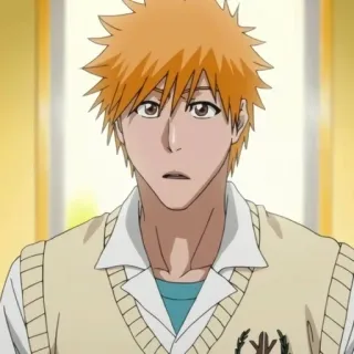 😮 1cc1cc15 Ichigo Kurosaki Bleach anime, ichigo, bleach, postać, pomarańczowe włosy telegram sticker