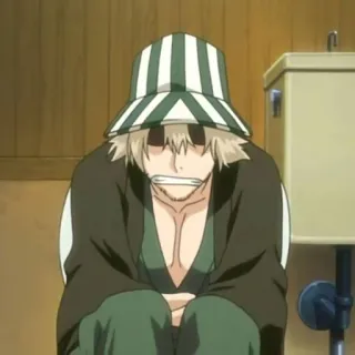 😖 23befef9 Kisuke Urahara Bleach Anime, Manga, Śmieszne, Siedzący, Toaleta, Urahara, Kisuke telegram sticker