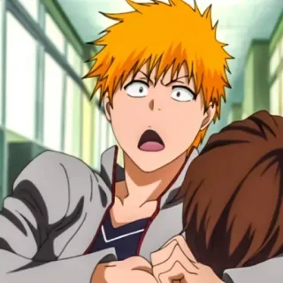 😦 3f42e6d9 Ichigo Kurosaki Bleach Anime, Bleach, Ichigo, Ichigo Kurosaki, zszokowany, zmartwiony telegram sticker