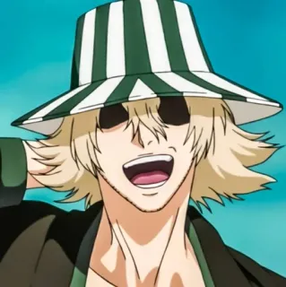 🙃 d41fc5ec Kisuke Urahara Bleach Anime, Manga, Kisuke Urahara, Bleach, Postać, Kapelusz, Kapelusz w paski telegram sticker