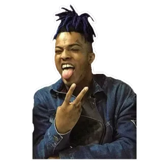 😜 17fb5731 XXXTentacion ラッパー, 音楽, ピースサイン, 舌, セレブ whatsapp sticker