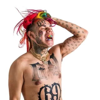 😄 28caa186 6ix9ine ラッパー, アーティスト, 音楽, タトゥー, カラフルヘア whatsapp sticker