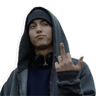 😉 62f7d210 Eminem ラッパー, 中指, 歌手, 攻撃的, パーカー whatsapp sticker