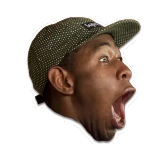 😮 6e1c6622 Tyler, the Creator ショック, ラッパー, 口開け, びっくり, 顔 whatsapp sticker