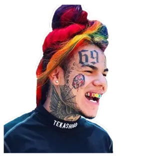 😄 f728fb23 Tekashi 6ix9ine ラッパー, 歌手, アーティスト, 虹, 6ix9ine, カラフルヘア whatsapp sticker