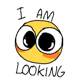 👀 24455ca7 I AM LOOKING 表情符号, 看着, 黄色, 眼睛, 卡通 telegram sticker