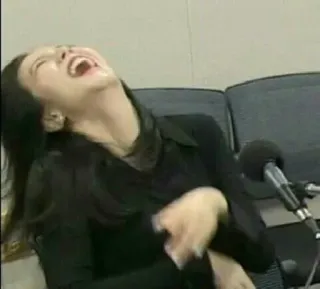 🗿 61b5e814 женщина, смех, радость, счастье, человек, черная футболка telegram sticker