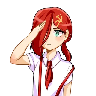 ✋ 51628d82 Anime, Comunismo, Foice e martelo, Militar, Saudação, Garota telegram sticker