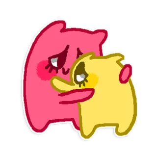 🤗 36265333 น่ารัก, กอด, การ์ตูน, สีชมพู, สีเหลือง, ความรัก, อารมณ์, ตัวละคร telegram sticker