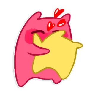 🥰 52be1d68 น่ารัก, ความรัก, หัวใจ, สัตว์ประหลาด, คาวาอิ, ความรักใคร่, สีชมพู, สีเหลือง telegram sticker