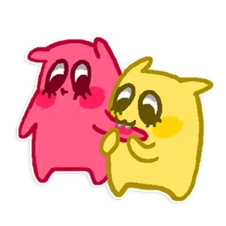 😋 a35de9ec การ์ตูน, ตัวละคร, สีชมพู, สีเหลือง telegram sticker