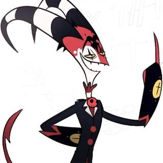 👆 b85795b2 Blitzo Helluva Boss imp, helluva boss, middle finger, cartoon, demon telegram sticker