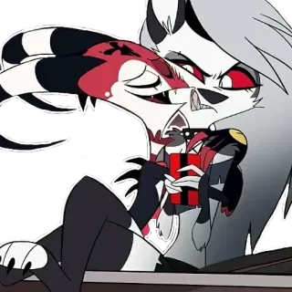 😍 d07fdbfd Blitzo and Loona Helluva Boss animated, cartoon, demon, hell, imp telegram sticker