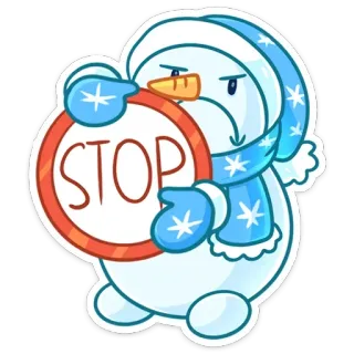 📛 c9d6ba20 STOP pupazzo di neve, segnale di stop, inverno, neve, vacanza, cartone animato, segnale stradale whatsapp sticker
