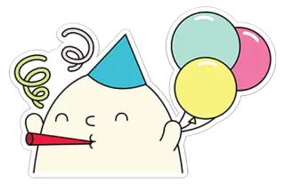 🎈 8d297619 fête, célébration, ballons, chapeau, sifflet, mignon telegram sticker