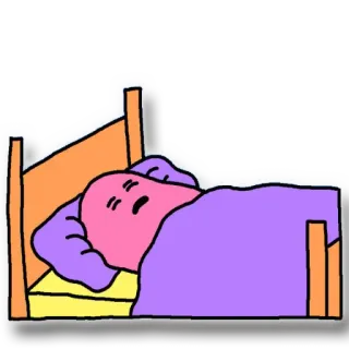 🌝 1b375715 dormir, lit, dessin animé, personnage, somnolent, repos telegram sticker