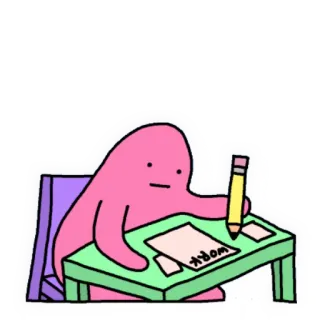 ✍ c629814b work travail, bureau, rose, dessin animé, étude, écriture telegram sticker