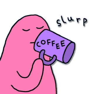 ☕ cbd31f1f Coffee, slurp café, slurp, boisson, breuvage, dessin animé, violet, rose telegram sticker