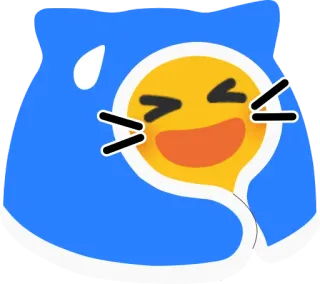 😅 7f10bb97 стикер, эмодзи, лицо со слезами радости, смех, счастливый, кот, синий, мультфильм telegram sticker