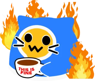 ☕️ a56e0cd3 THIS IS FINE Мем, Всё нормально, Огонь, Кот, Кофе, Спокойствие, Юмор telegram sticker