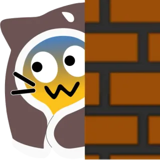 👀 d96a468e кот, эмодзи, кирпичная стена, милый, наклейка telegram sticker