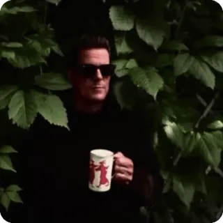 ☕️ 8107d16c 男人, 太阳镜, 树叶, 杯子, 肖像, 人 telegram sticker