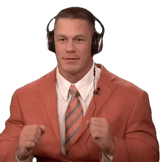 🎧 bf26e0c3 John Cena 约翰·塞纳, 摔跤手, 演员, 耳机, 橙色西装, 名人, 肖像 telegram sticker
