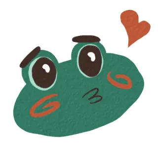❤️ 6e9c9534 rana, bacio, cuore, amore, cartone animato, carino, animale, verde telegram sticker