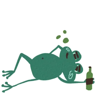 🍺 99134f7f rana, bere, ubriaco, birra, cartone animato, animale, divertente, festa telegram sticker