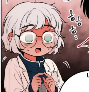 🥰 7fa780e2 Anime, Desenho animado, Garota, Óculos, Cabelo branco, Jaleco whatsapp sticker