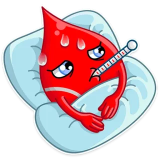 🤒 6864e15e krank, blut, thermometer, fieber, krankheit, cartoon, gesundheit telegram sticker