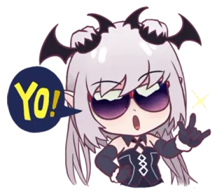 😎 952de87c YO! demon, diabeł, anime, rogi, skrzydła, okulary telegram sticker