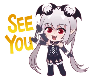👋 aa41ac21 See You Chibi, Anime, Pozdrowienie, Demon, Słodki, Kreskówka, Naklejka telegram sticker
