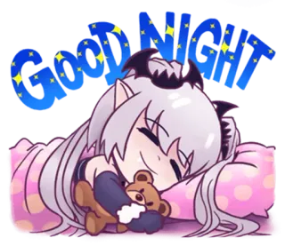 😴 ad277af7 śpiący, anime, słodki, kawaii, potwór, poduszka, pluszowy miś telegram sticker