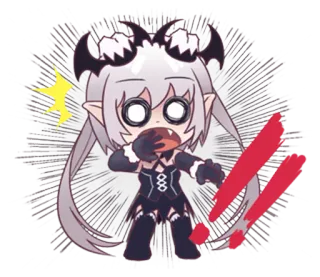 😯 e7e4b74a Anime, Chibi, Kreskówka, Demon, Zszokowany, Słodki telegram sticker