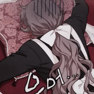 🗞 83b0d61f 어머 anime, korean, lying down, surprised, bow, shocked telegram sticker