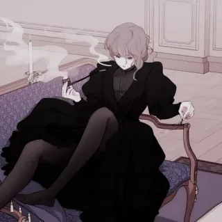 🩺 8b910017 woman, smoking, pipe, portrait, elegant, sitting telegram sticker