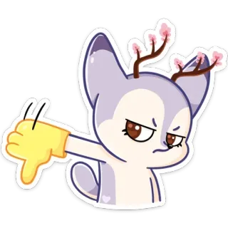 👎 1ae69f7b binatang, imut, kartun, jempol ke bawah, tidak suka, tanduk rusa telegram sticker