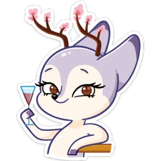 ☺️ 4ea32c1d 鹿, 动物, 鸡尾酒, 可爱, 卡通 telegram sticker