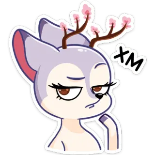 🤔 deddc7e9 XM 卡通, 鹿, 鹿角, 可爱, 动物, 贴纸 telegram sticker