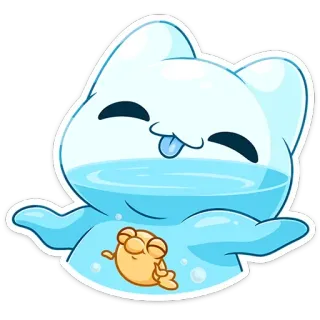 🤷‍♂️ d857bbb6 stiker, imut, binatang, kartun, senang, ikan, air, menggemaskan whatsapp sticker