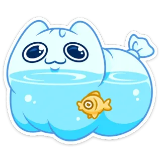 🐠 dbe78c2f mèo, cá, nước, dễ thương, hoạt hình, nhãn dán telegram sticker
