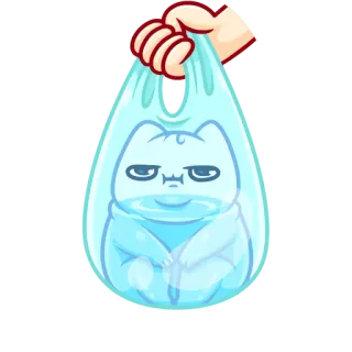 🙄 54bd6f4b Katze, Plastiktüte, Wasser, süß, lustig, Tier telegram sticker