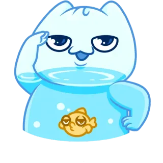 🫡 5509e8d2 Katze, Fisch, Aquarium, Cartoon, lustig telegram sticker