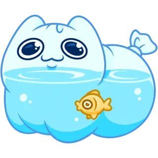 😌 a352c651 sticker, cartoon, katze, fisch, süß, wasser, tier telegram sticker