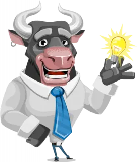 🥶 2cc65681 byk, pomysł, żarówka, kreskówka, zwierzę, biznes, inteligentny, kreatywny telegram sticker